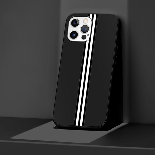 Custodia per telefono per Apple Iphone 14 11 13 Pro Max 12 Mini Xr 7 8 + Se 2020 Xs 6 6s Plus Sport Strisce di marca Cover in silicone nero