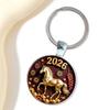 Keychain with Glass Horse Statue 2026 Year of Horse Good Luck Charm Solid Keyring Keys Backpacks Car Ornament