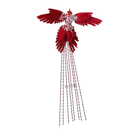 Artificial Glitter Birds Christmas Tree Ornament Realistic Long Tail Hummingbird With Faux