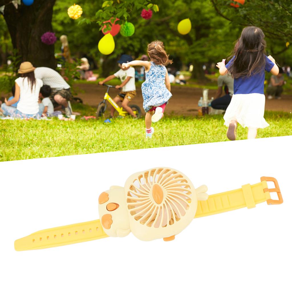 Fan Watch with Comfortable Strap USB Rechargeable Cute   Shape Wrist Watch Fan for Kids Indoor Outdoor Use