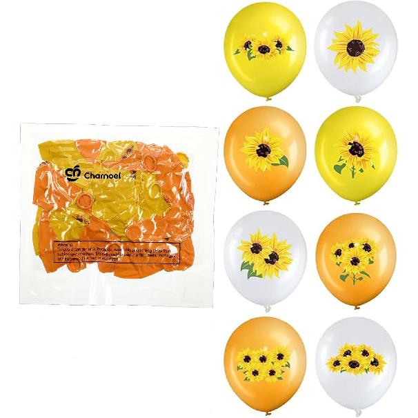 45 Pieces Sunflower Balloons Decorations 12 Inch Sunflower Yellow White Balloons for Summer Honeybee Themed Party Baby Shower Birthday Wedding Party