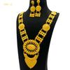 Nytt 24K Guldpläterat Dubai Brudhalsband Örhängen Ring Armband Set Indiska Dam Smyckesset