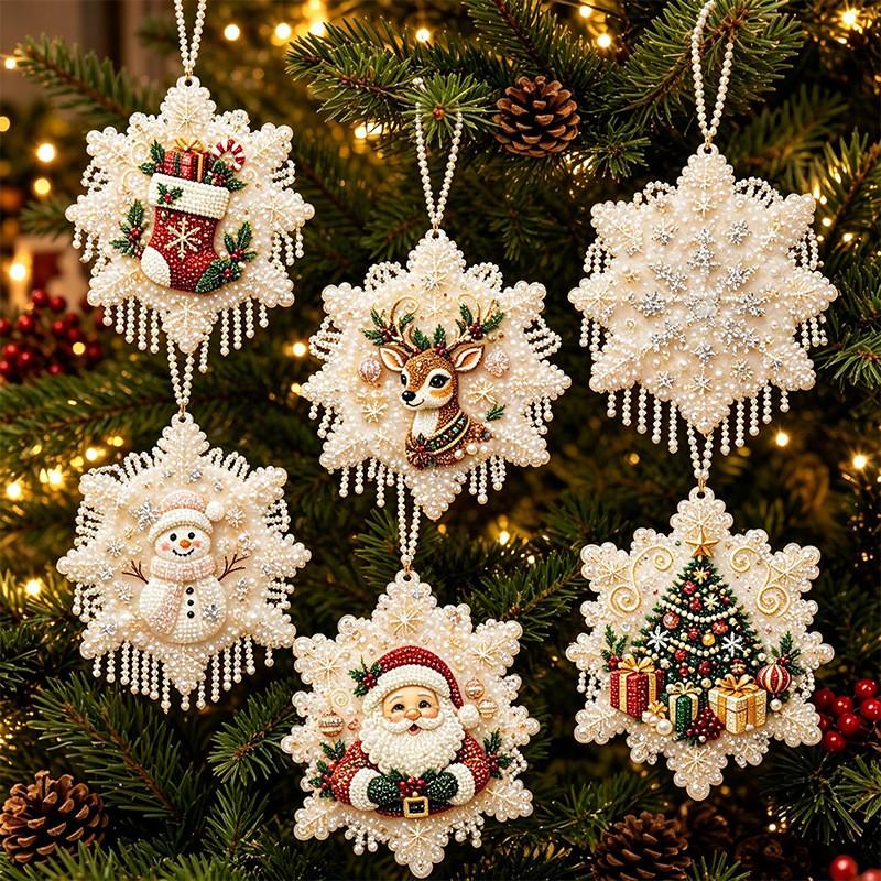 DIY Christmas Pearl Painting Kit Rope Tag Ornament Xmas Tree Decor