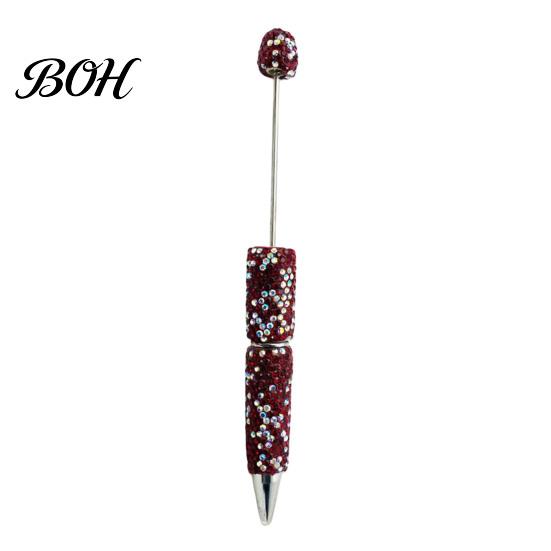 Crystal Diamond Gel Pen Beadable Pens, Bling Rhinestone Beaded DIY Bead Pen, Shaft Set Black Ink Ballpoint Pens for Decorations Office School Supplies