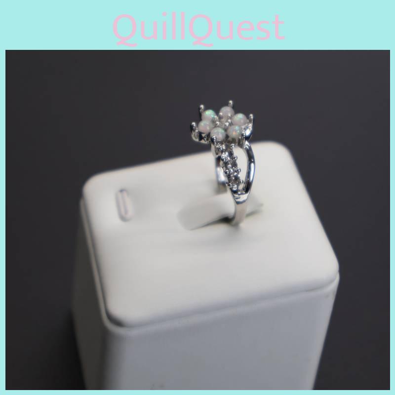 Elegant Opal Ring With Floral Design Stunning Women's Fashion Jewelry In White Color