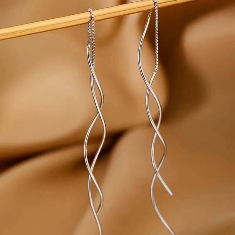 Irregular Lines Exaggerated Metal Dangle Earrings for Women Minimalist Gold Color Asymmetric Twisted Earrings Jewelry Gifts