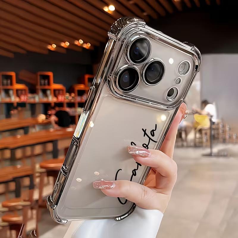 Personalized Name Personalized Plating Four Corner Anti Drop TPU Phone Case for iPhone 17 16 15 14 13 Pro Max Air