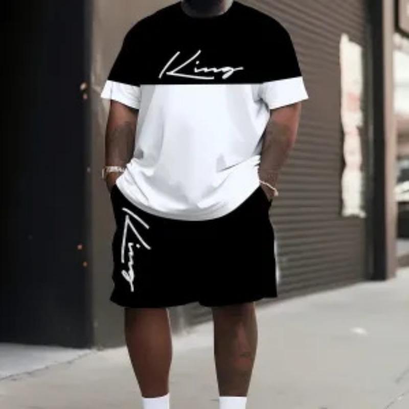 

Летний комплект футболка и шорты с 3D-принтом, повседневный, пляжный, мужской, спортивная одежда 6XL