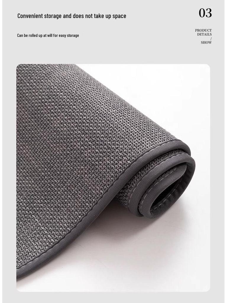 Linen Diatomaceous Earth Non-Slip Bath Mat: Strong Water Absorption, Anti-Fall Design for Bathroom and Washroom