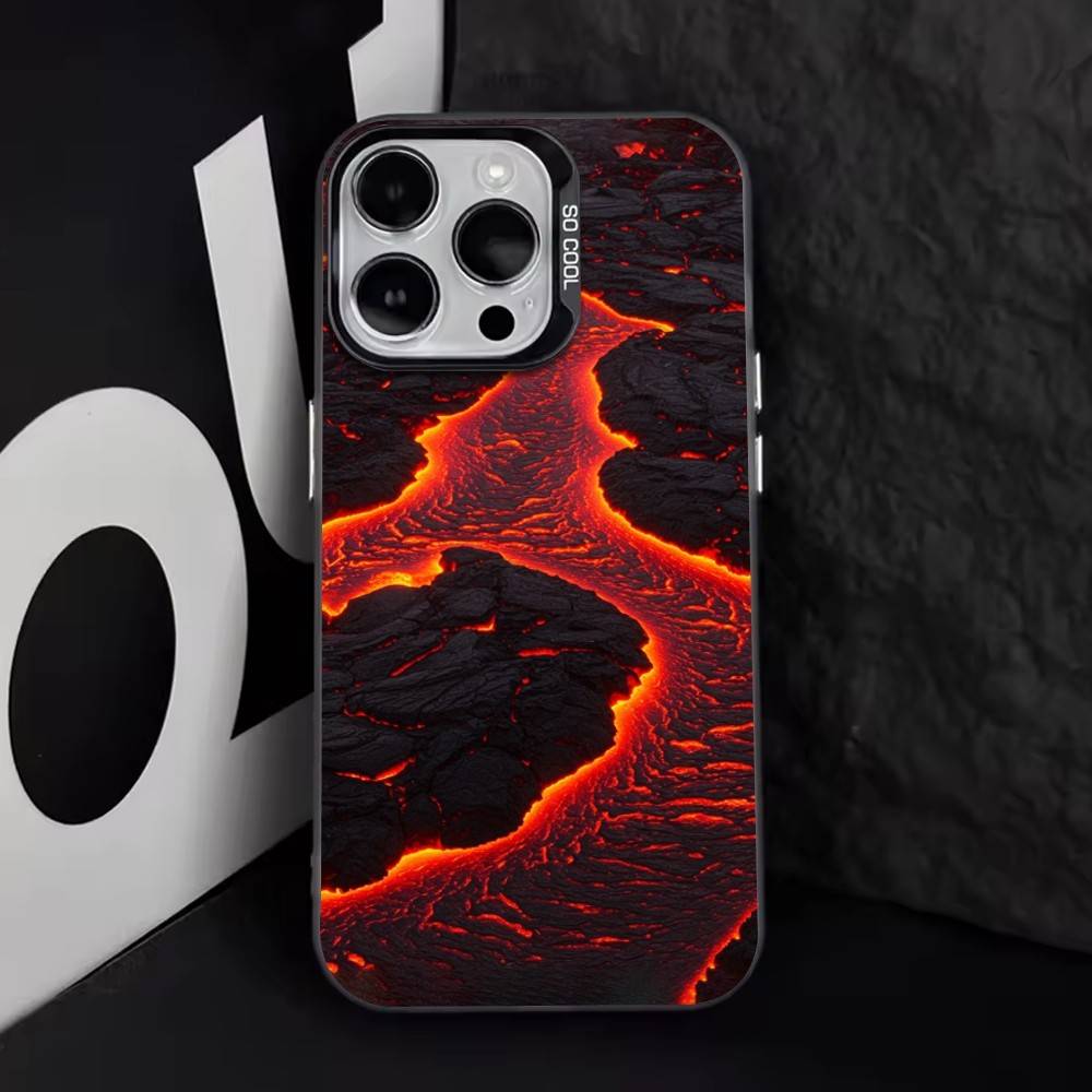 Volcano Phone Case For iPhone 17,16,15,14,13,12,11 Plus,Pro Max,XS,Colorful Silver Phone case Funda Cover