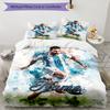 Messi Custom Name Soccer Watercolor Personalized Name Bedding Set,Light Bed Linen for Dorm Home Decoration,Perfect Festival Gift for Boys,Fade Resista