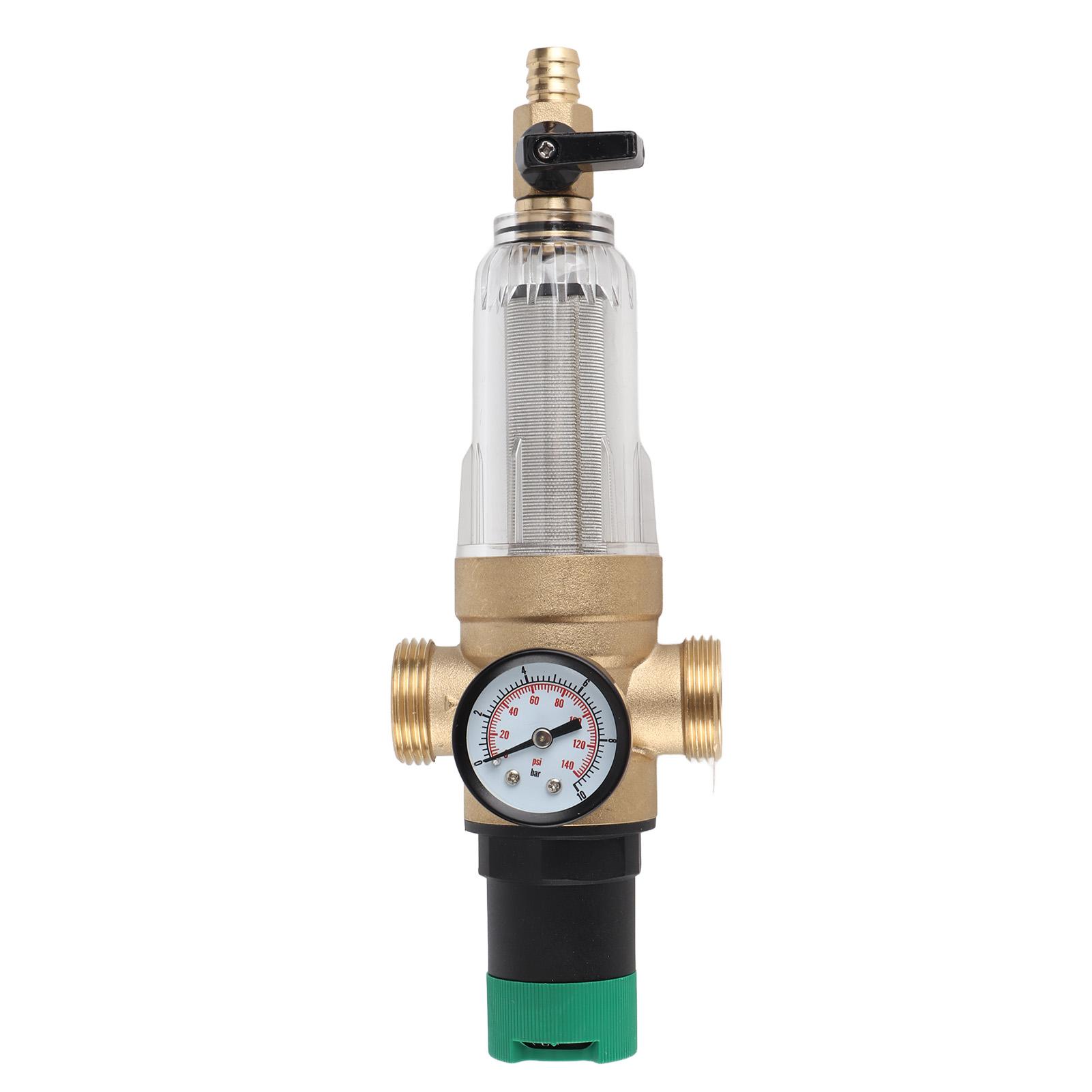 

Water Pressure Regulator Valve Brass Stainless Steel Filter Water Pressure Reducer with Gauge 3 4 Inch Adapter for RV