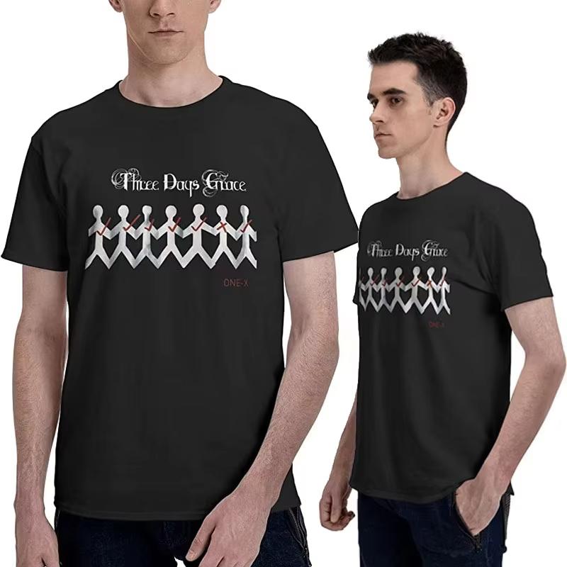 Three Days Grace Albums One X Poster Shirt Men Guys T-Shirt Crew Neck Short-Sleeve Tops Classic Custom Tees Streetwear Clothes
