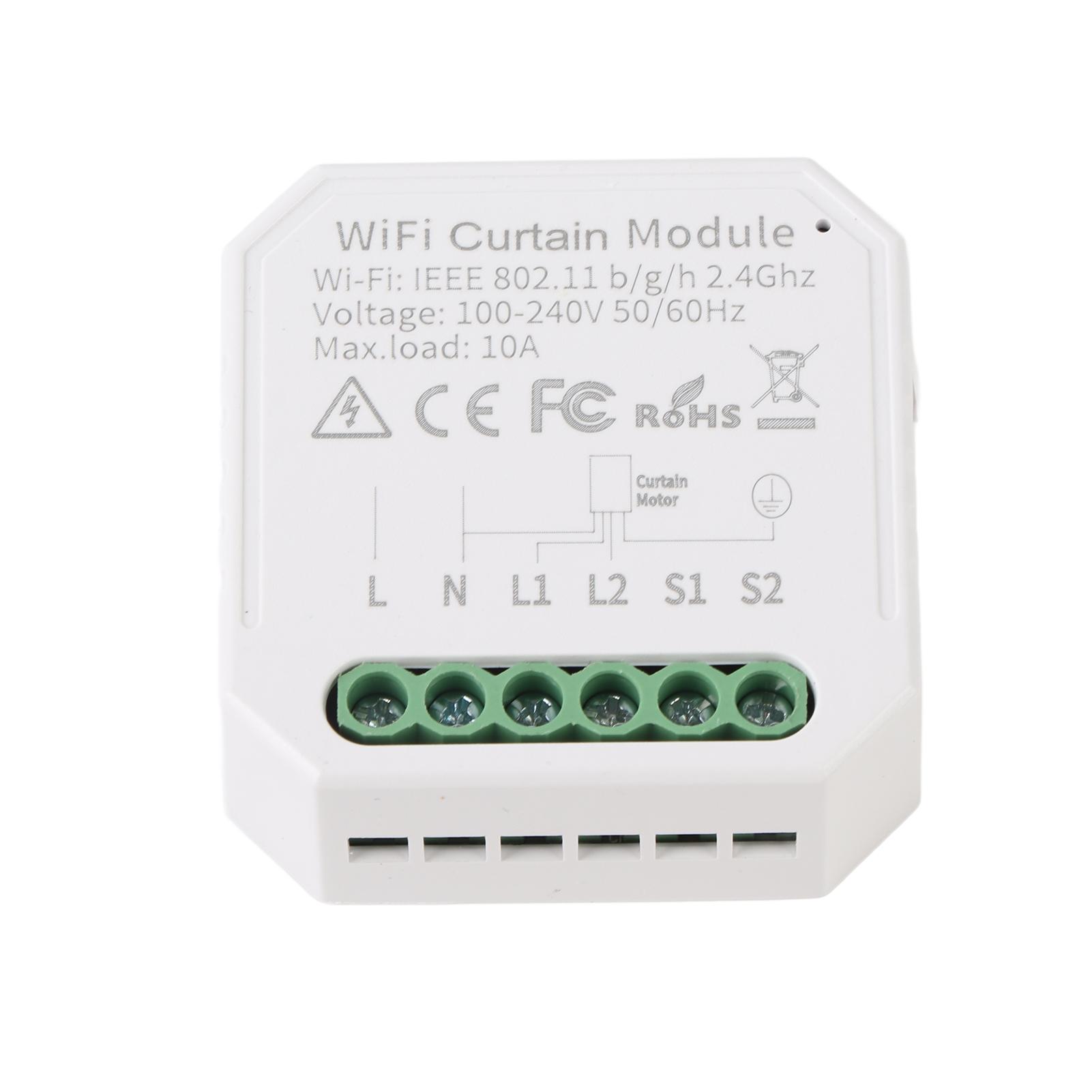 

Умный модуль управления шторами 10А Голосовое управление WiFi Двусторонний выключатель для штор и жалюзи для Tuya Smart Белый