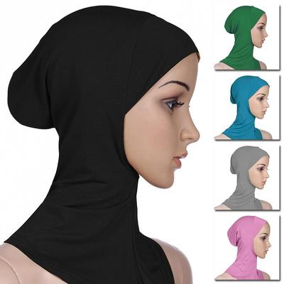 Women Soft Hat HeadWrap Scarf Muslim Hijab Pure Color Cover Cap Muslim Turban Lady