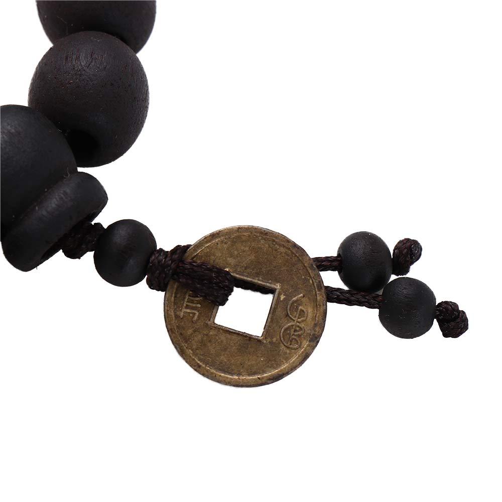 Men Charm Bangle Wood Buddha Beads Bracelet