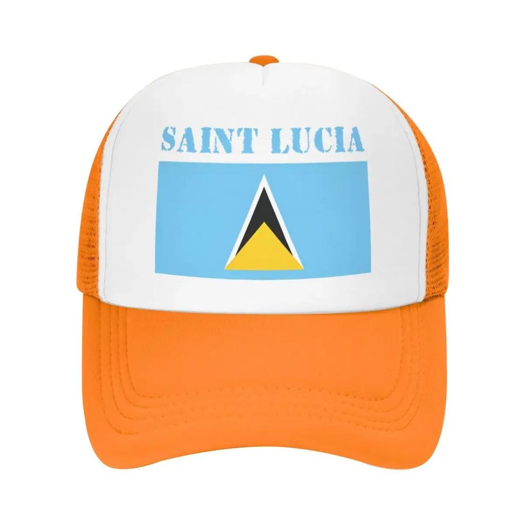 Custom Saint Lucia Flag Baseball Cap for Unisex Women Personalized Adjustable Trucker Hat Outdoor Snapback Dad Hats