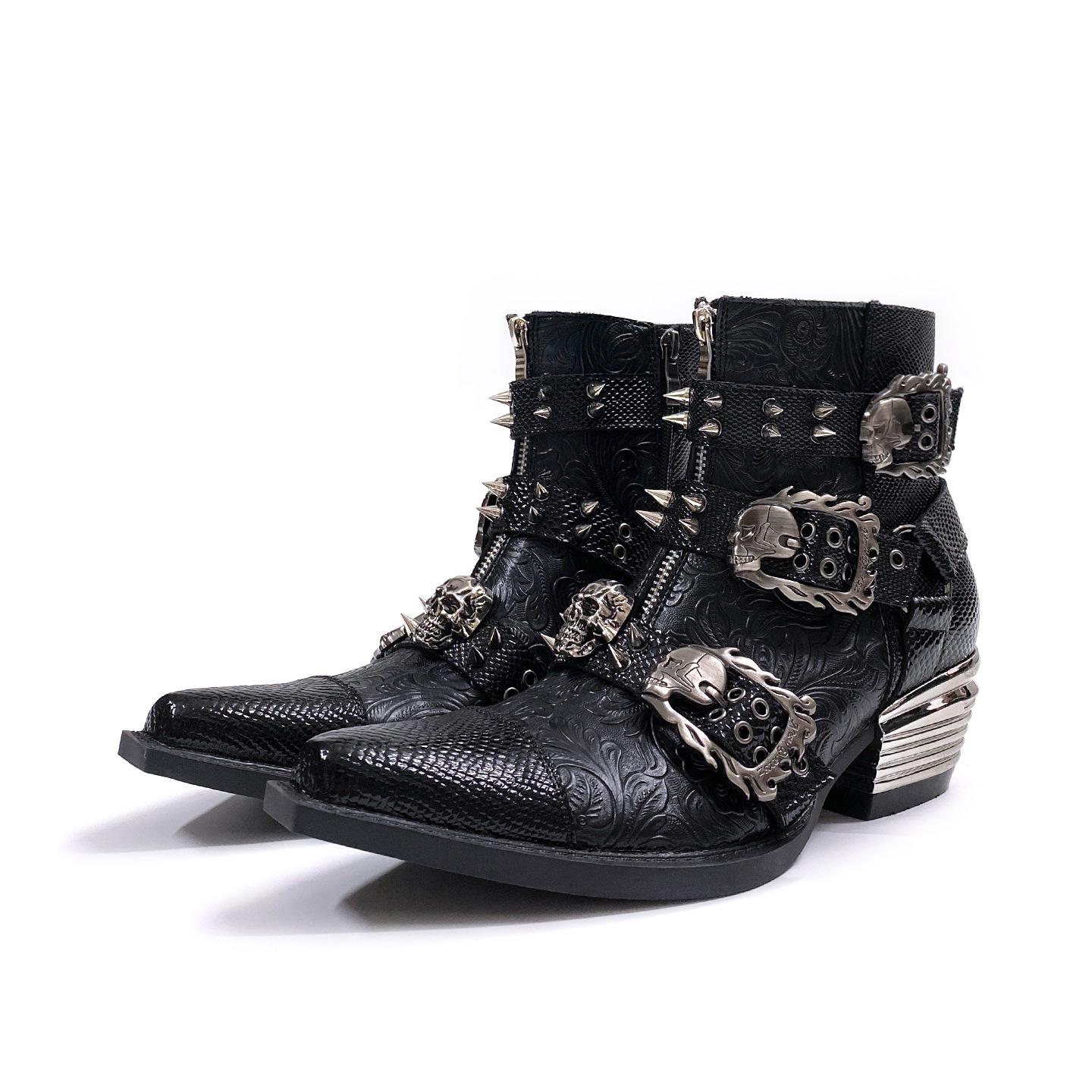 Pointed Chelsea Boots Men`S Punk Metal