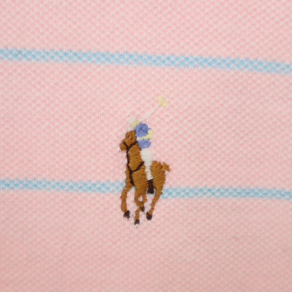 Polo by Ralph Lauren Border Pattern Short Sleeve Polo Shirt M Pink Fawn Men's Used