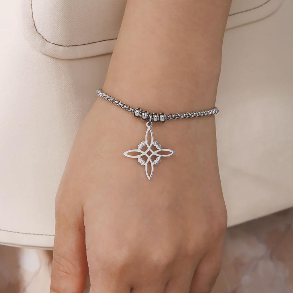 Wicca Stainless Steel Celtics Knot Bracelet for Men Women Silver Irish Witch Jewelry Geometric Knot Bracelets