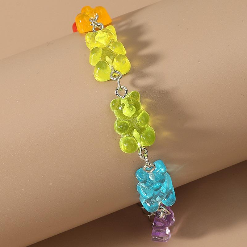 1pc Multi-Colored Bear Bracelet Earth Cool Fun Cute Jumping Disco Jelly Hip-Hop Colorful Bracelet