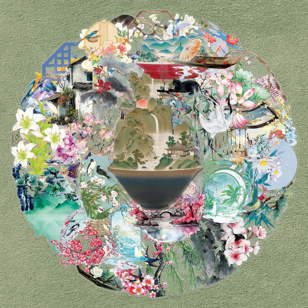 50 Autocolante Transparente Stil Chinezesc: Decor Impermeabil DIY pentru Jurnale & Cana