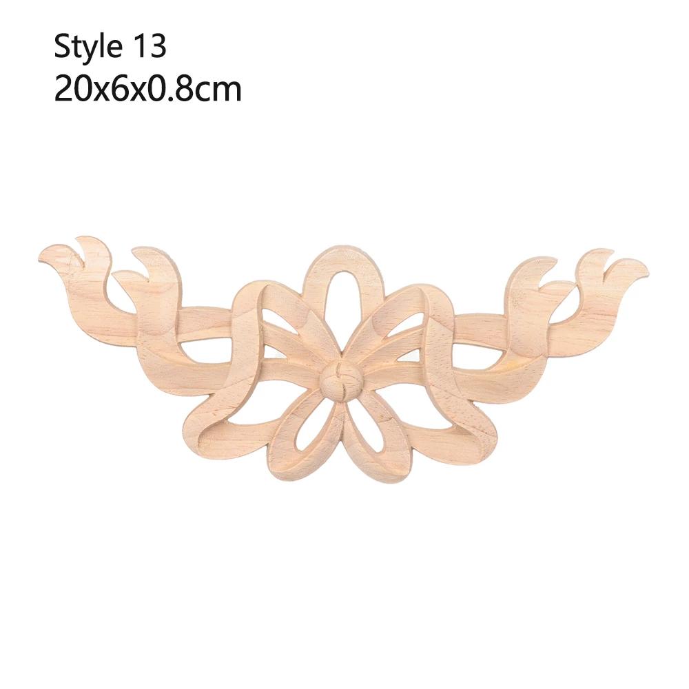 Natural Woodcarving Rose Flower Corner Appliques Wood Floral Carved Furniture Cabinet Door Unpainted Mouldings Decal Decorative