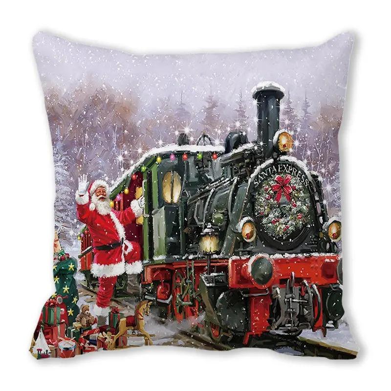 Vianočné obliečky na vankúše Autopríslušenstvo Kancelária Santa Claus Obývacia izba Pohovka Domáce obliečky na vankúše