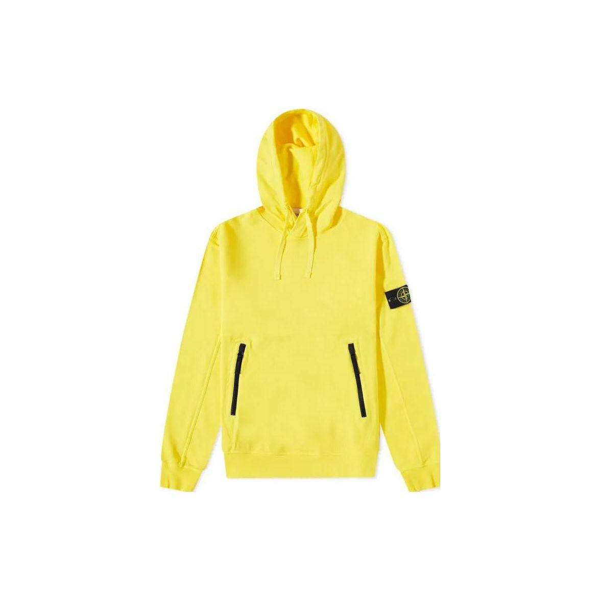 

Stone Island Solid Color Badge Zip Hooded Sweatshirt Men sweatshirt Yellow 781560452-V0030 L