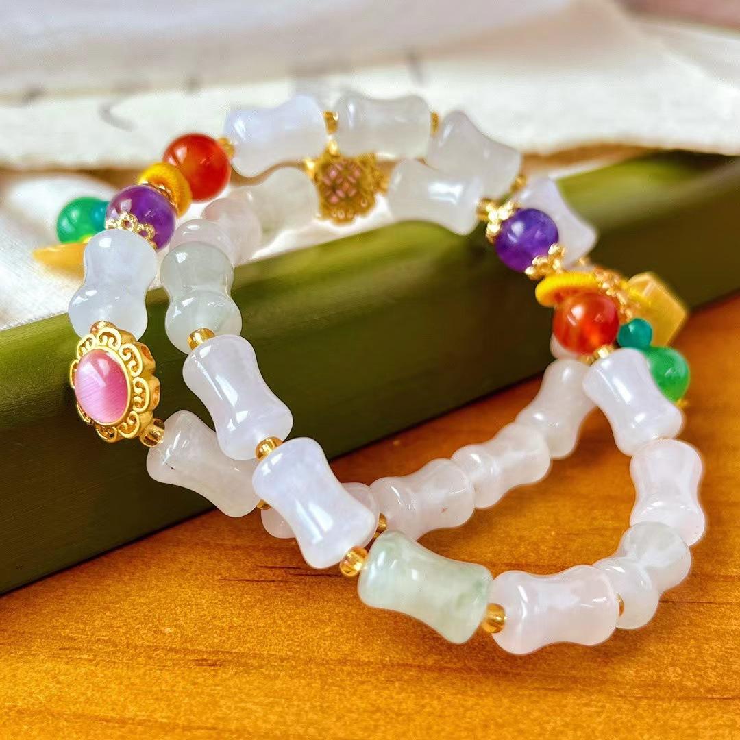 Retro Natural Quartzite Jade Bamboo Bracelet Bracelet Women