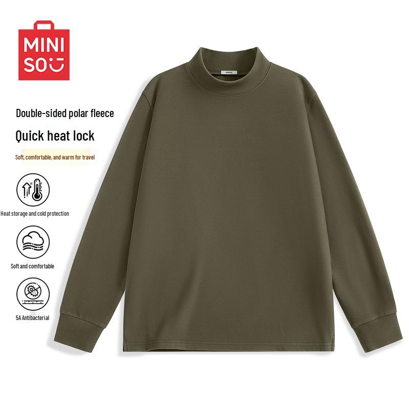 MINISO Men s Half-Zip Double-Sided Fleece Base Layer T-Shirt 3XL