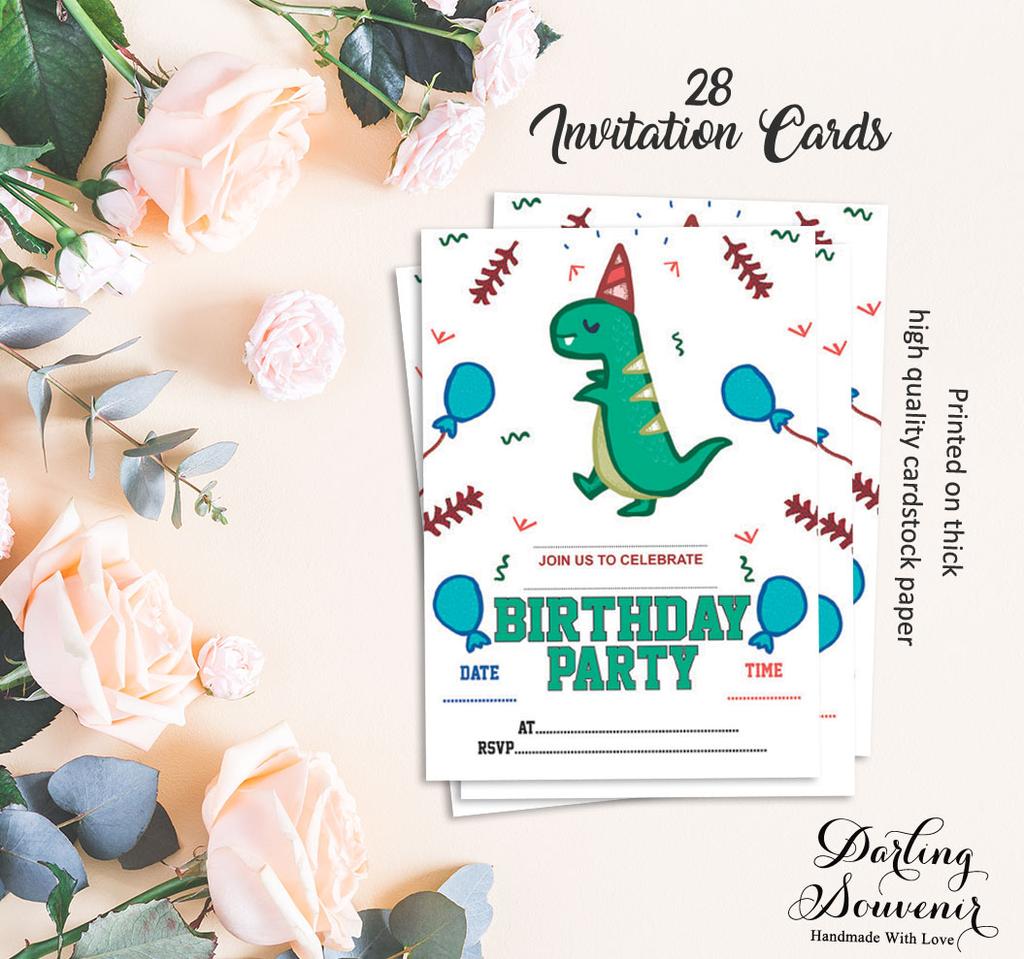Darling Souvenir White Birthday Invitation Card 28 Pcs Fill or Write In Blank Invites Printable Party Supplies 5 x 7