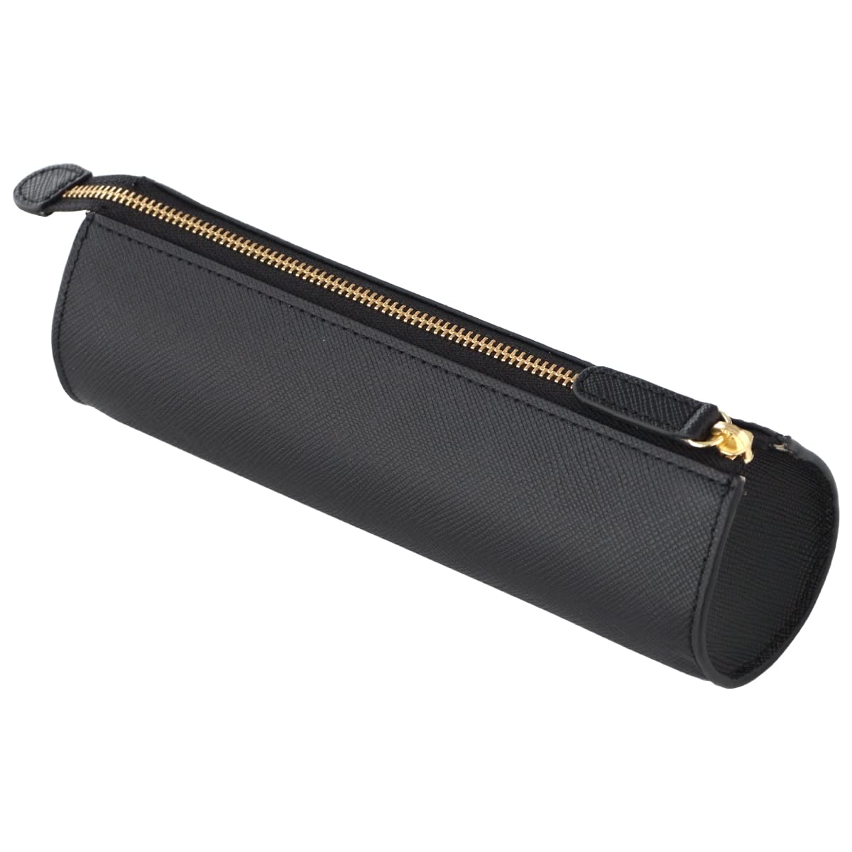 

Кожаный пенал Corale для женщин с настоящей молнией, круглый, простой, стильный, кожаный, (черный) чёрный