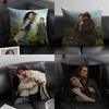 OOutlander Film Kissenbezug Natürlicher Leinen Bio-Stoff Beidseitiger Druck Sofa Heimdekoration Geschenk Kissenhülle