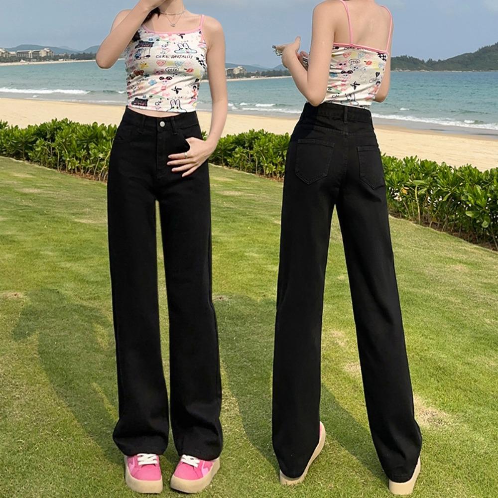 Trendy and Versatile Straight Jeans 2025 New Spring and Autumn Retro Loose Wide-leg Floor Pants