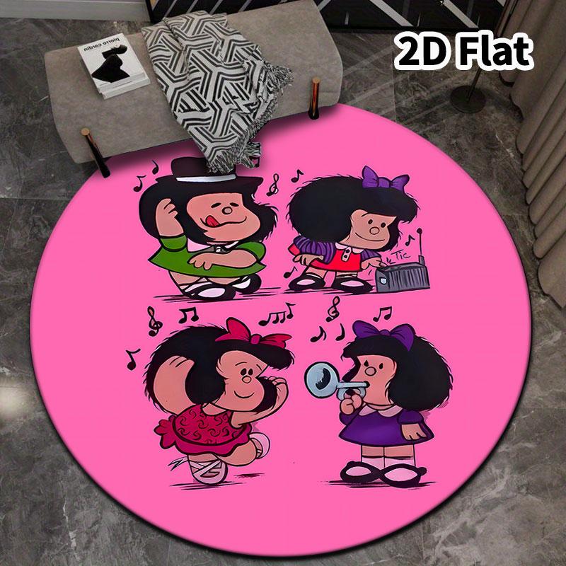 Mafalda Round Area Rug Carpet Rug For Living Room Bedroom Sofa Playroom Decor Nonslip Floor Mat