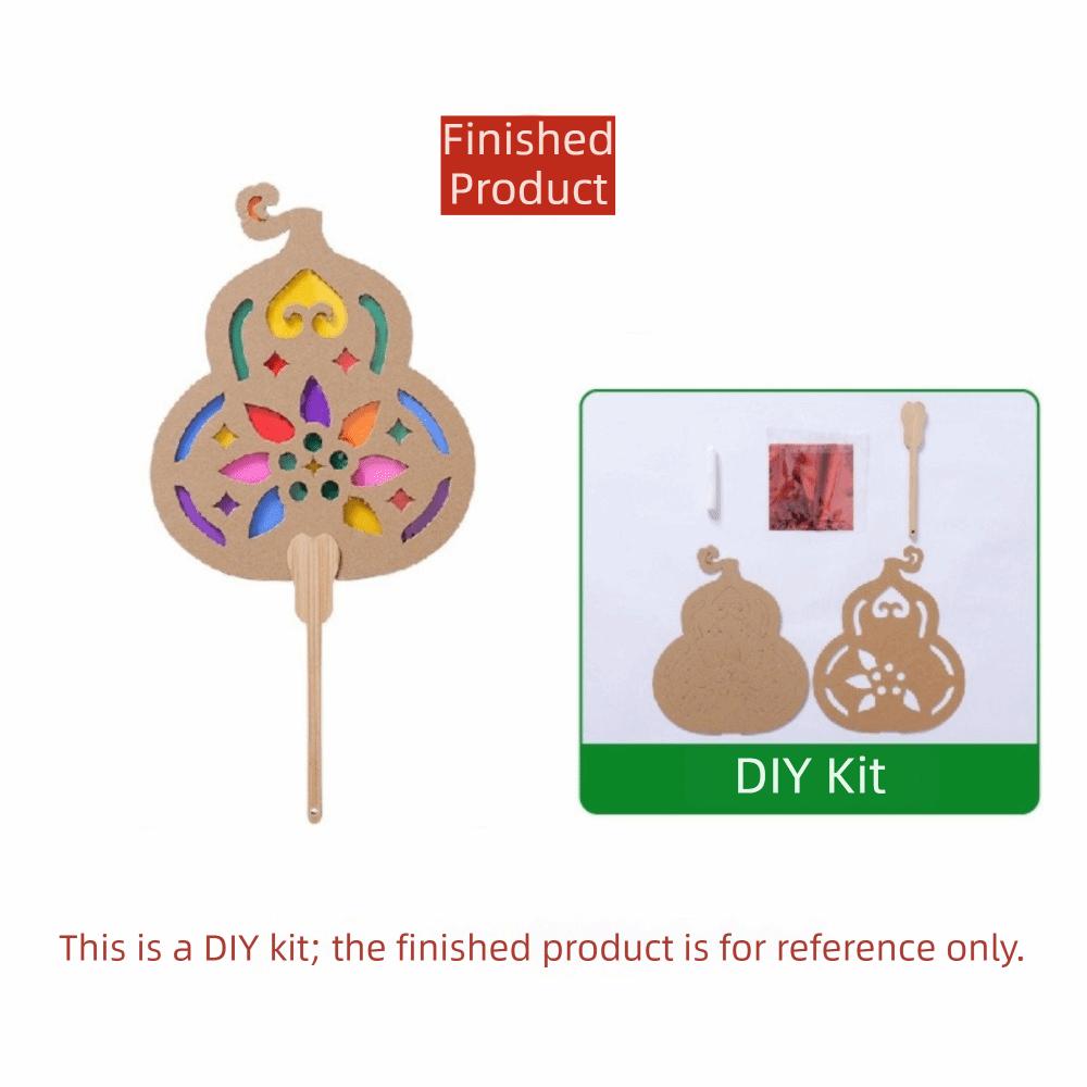 Handmade Light and Shadow Fan Color Enlightenment Handheld Fan Kindergarten Style D