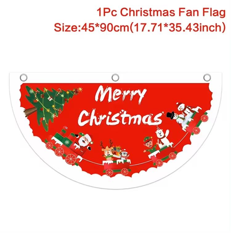Christmas Fan-shaped Flag Banner Christmas Decor for Home 2026 Christmas Ornament Xmas Navidad Natal Noel Gifts New Year 2026
