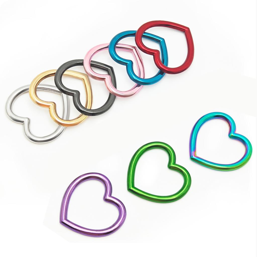 3Pcs Metal Buckle Bag Strap Colorful O Ring Heart Shaped Circular Rings Belt Connector Round Buckles DIY Hardware Accessories