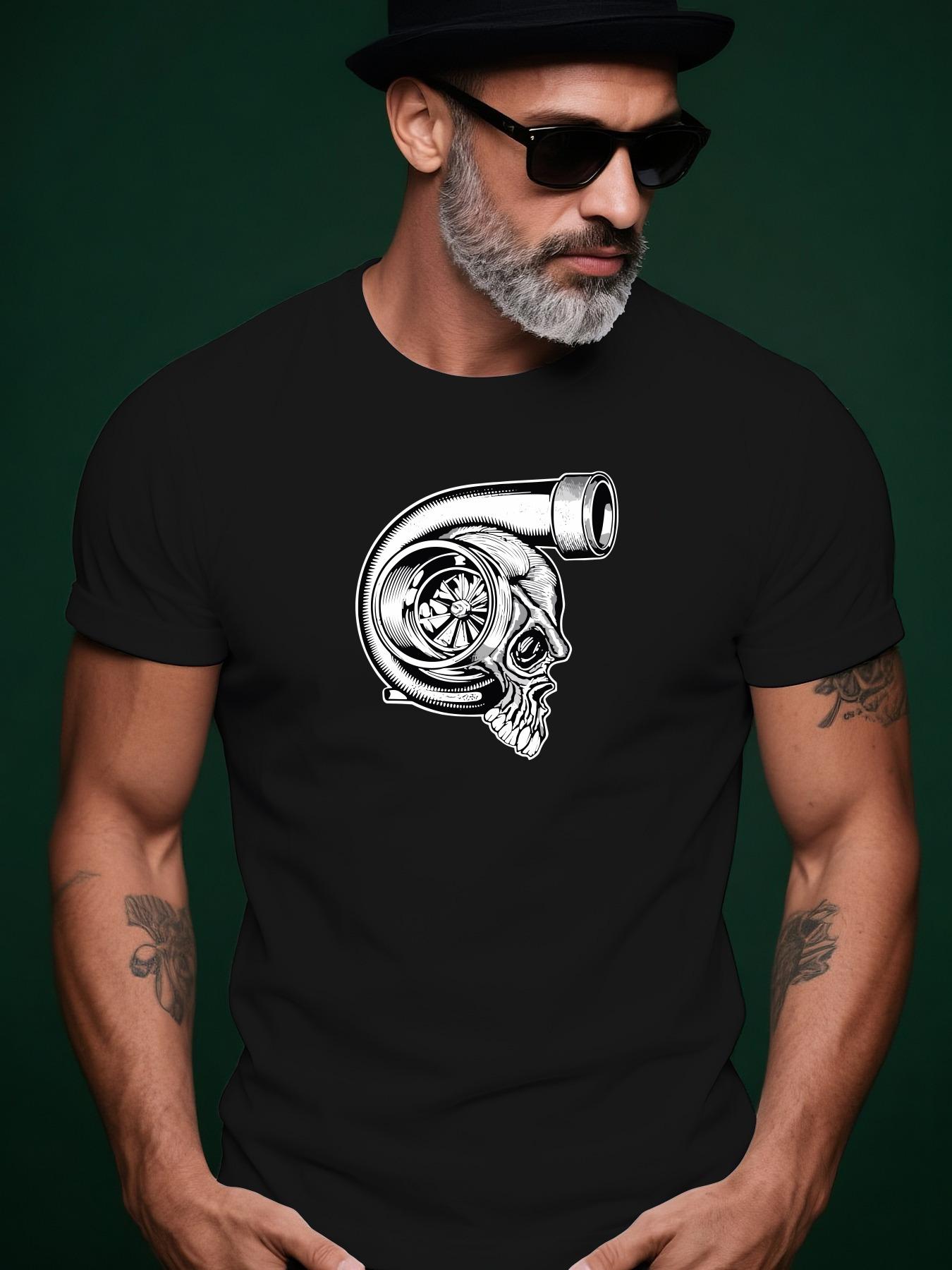 Skull Graphic Cotton Tshirt - Casual Crew Neck XXXXL