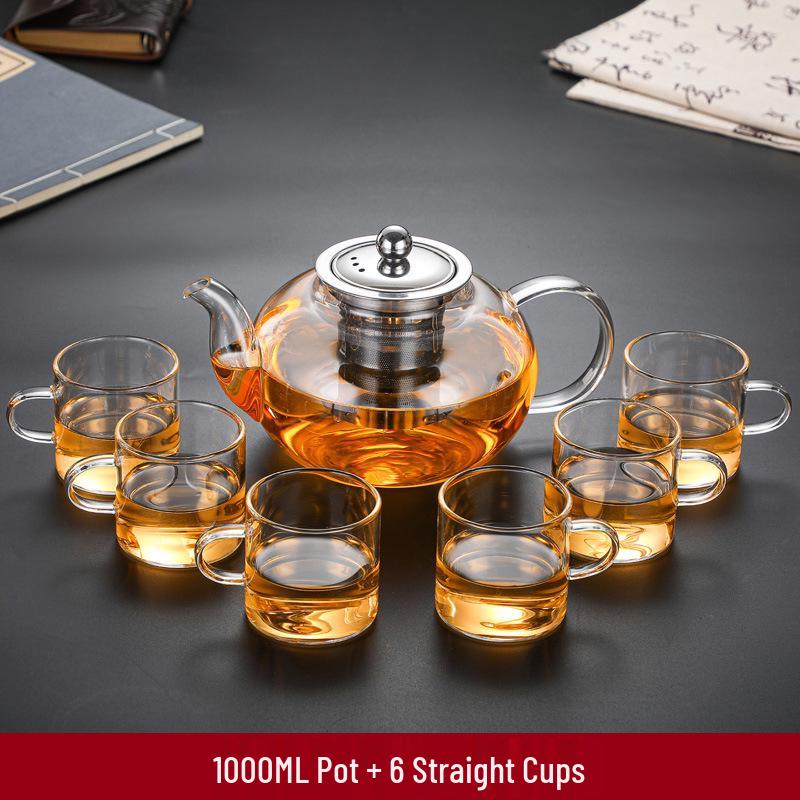 High-Temperature Resistant Glass Fiber Leak-Proof Tea Set: Thickened Borosilicate Glass Gongfu Teapot & Cups