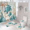 Bathroom Shower Curtain Four-piece Digital Printing Sand Underwater World Waterproof Shower Curtain Shower Curtain Partition Curtain Bath Mat