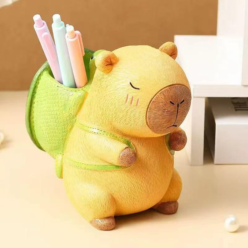 Creative Cute Capybara Pen Holder Large Capacity Portable Makeup Brush Holder Multi Functional Cartoon Stationery Storage Box