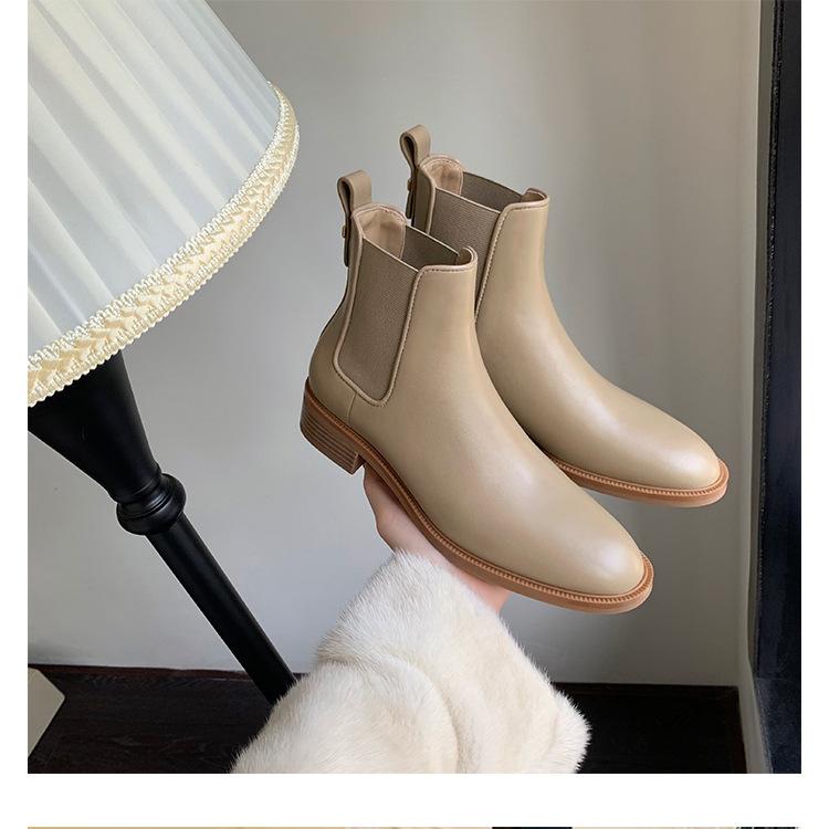 

Short boots women s new French round toe thick heel elastic boots for autumn and winter 2026 Chelsea boots 34
