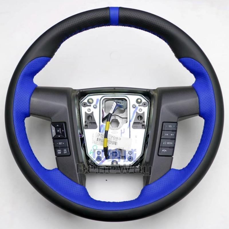 For Ford F150 SVT RAP Raptor F-150 2010-2016 Hand-stitched Full coverage Black Leather Car Steering Wheel protection Cover