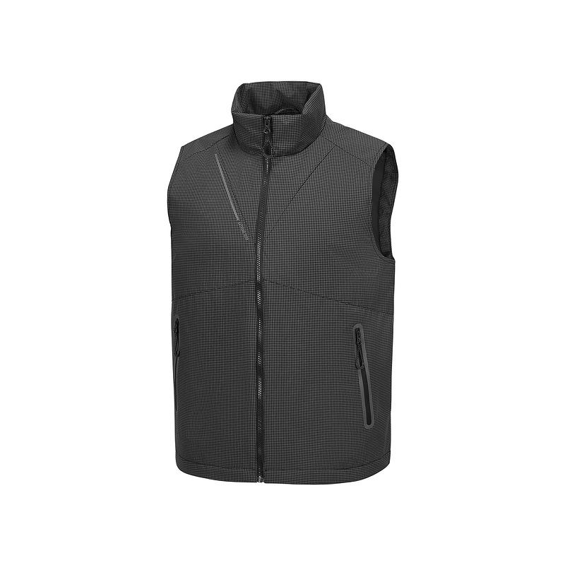 Skechers Outdoor Series Casual Comfortable Windproof Warm Stand Collar Zip Long Sleeve Vest Unisex Vests Black P125U019-053F S