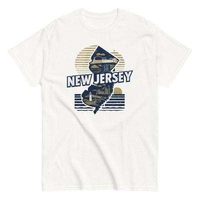 New Jersey Staatskarte Urlaubsstolz Nj Baumwoll-T-Shirt Retro-Stil
