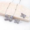 Gold and Silver-Plated Titanium Butterfly Pendant Necklace and Earring Set - Light Luxury Women's Jewelry Clavicle Chain