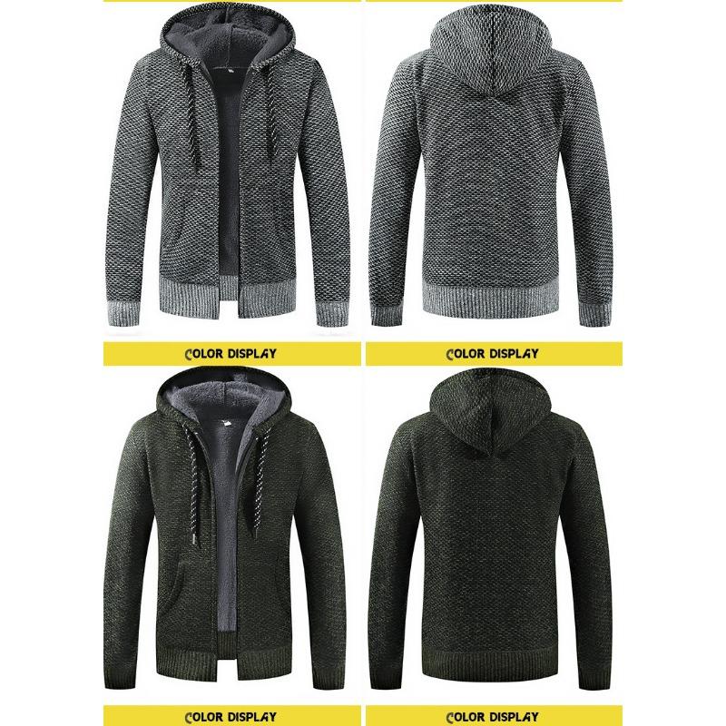 Herren S Einfarbig Langarm Kapuzen Fleece Strickjacke Pullover Für Teenager