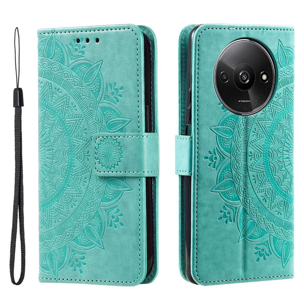 For Xiaomi Redmi A3/Poco C61 4G Case Mandala Flower Imprinted Drop Resistant Leather Phone Wallet Cover